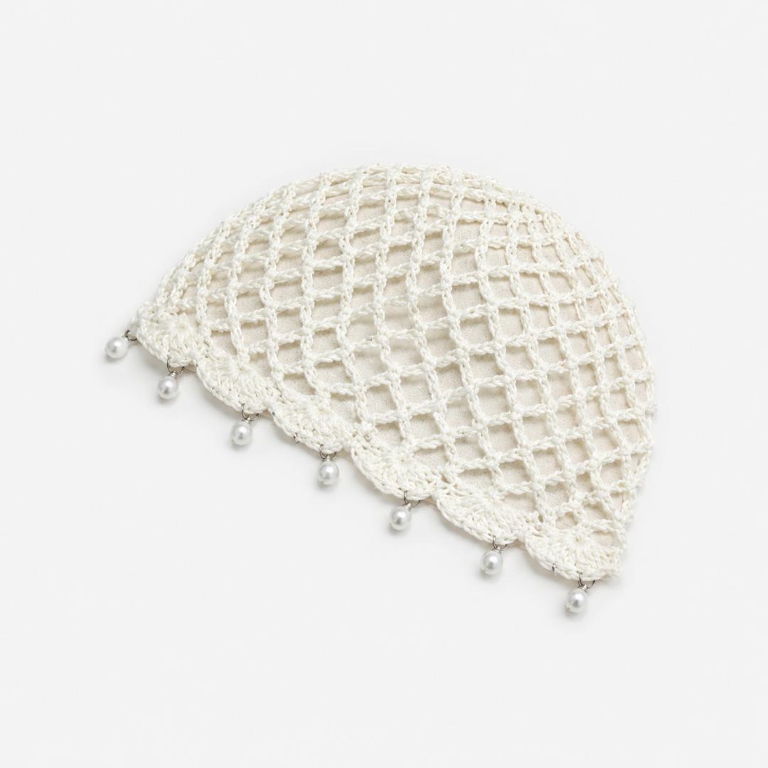 CAPPELLO IN RETE -  100% COTONE  - RICAMATO AD UNCINETTO