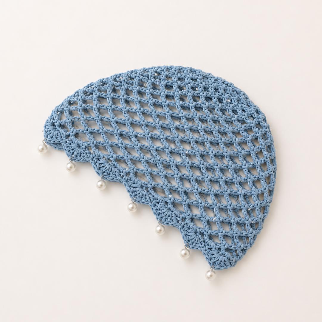 CAPPELLO IN RETE -  100% COTONE  - RICAMATO AD UNCINETTO