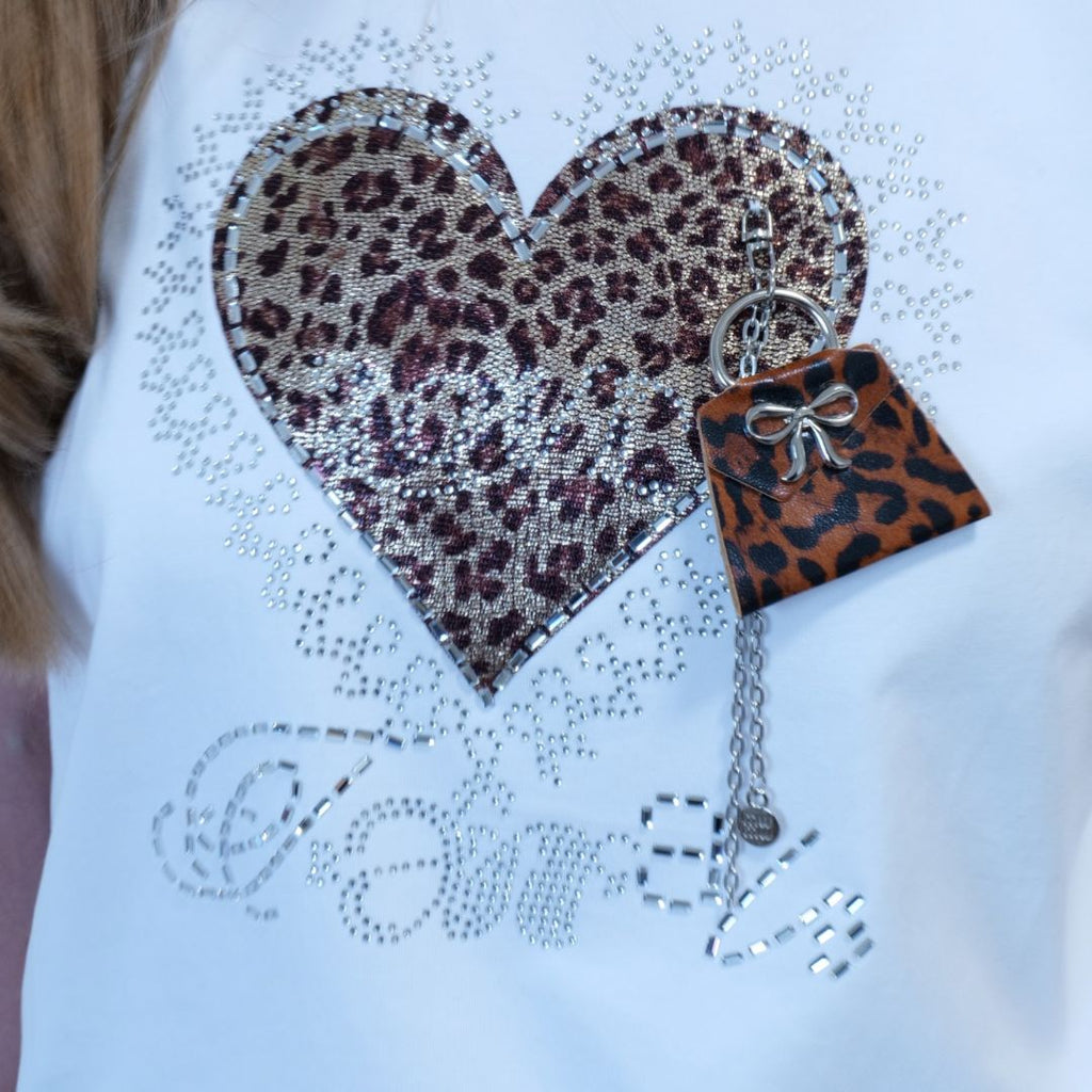 T-SHIRT - DONNA - STRAS - CATENINA - BORSETTINA LEOP.