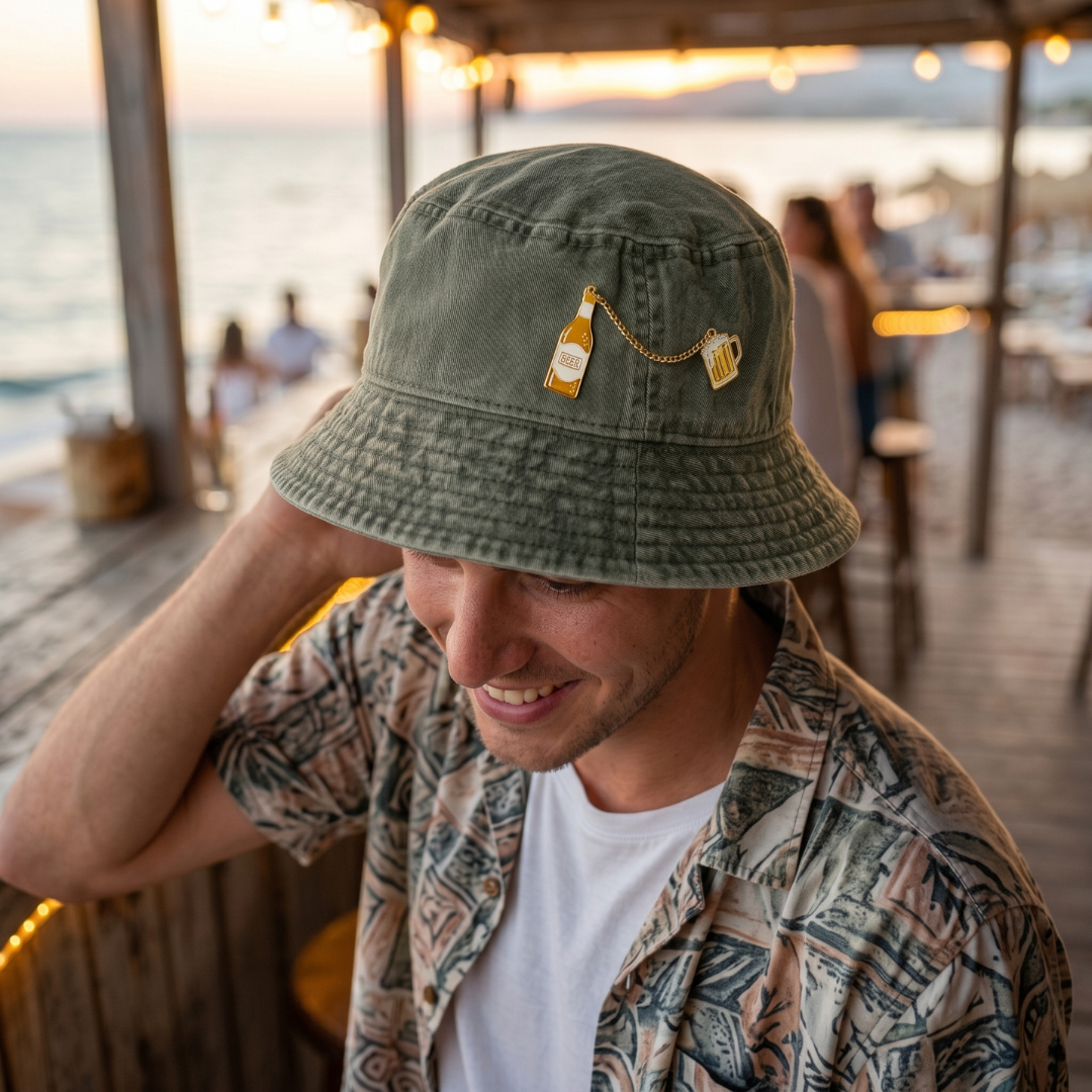 CAPPELLO ALLA PESCATORA - VINTAGE - UNISEX - UPF50+ - TG M - BIRRA