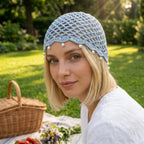 CAPPELLO IN RETE -  100% COTONE  - RICAMATO AD UNCINETTO
