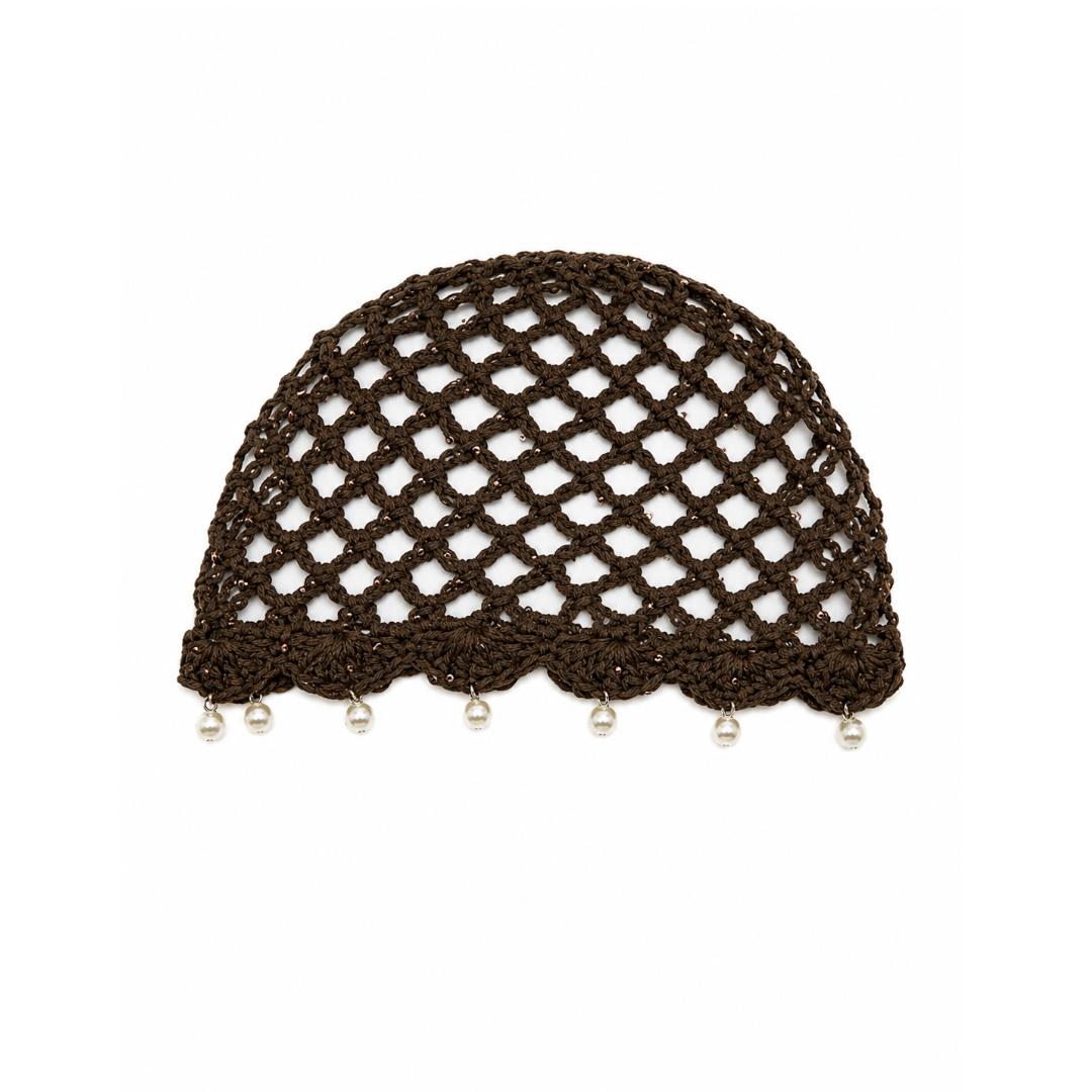 CAPPELLO IN RETE -  100% COTONE  - RICAMATO AD UNCINETTO