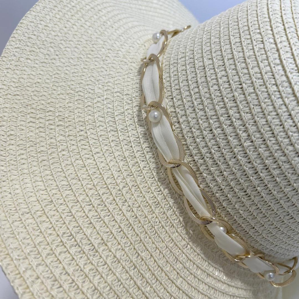 CAPPELLO IN CARTA - PERLINE - NASTRINO IN RASO - DONNA
