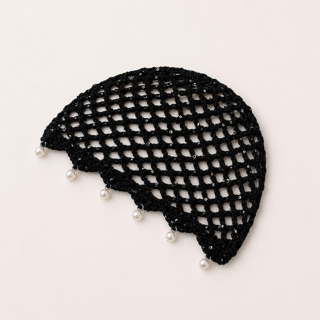 CAPPELLO IN RETE -  100% COTONE  - RICAMATO AD UNCINETTO
