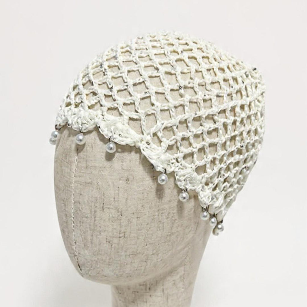 CAPPELLO IN RETE -  100% COTONE  - RICAMATO AD UNCINETTO