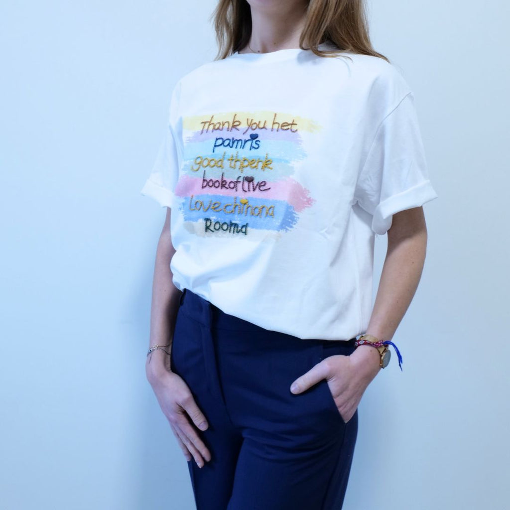 T-SHIRT -  DONNA - THANKS YOU HET - COLOR - TG UNICA
